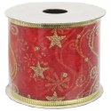 Wstążka dekoracyjna 6.5 cm na szpuli czerwona