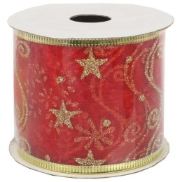 Wstążka dekoracyjna 6.5 cm na szpuli czerwona