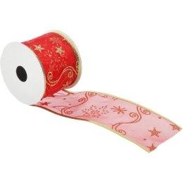 Wstążka dekoracyjna 6.5 cm na szpuli czerwona