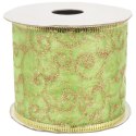 Wstążka dekoracyjna 6.5 cm na szpuli jasno zielona