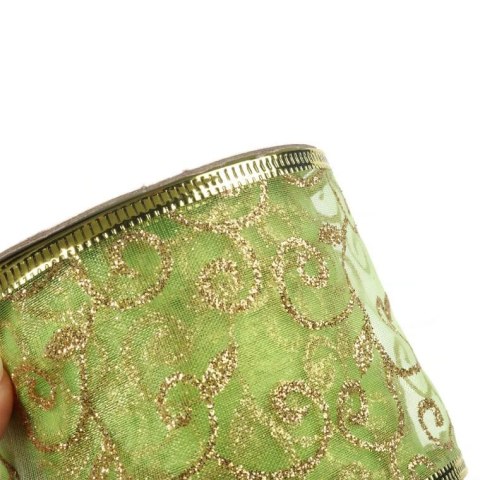 Wstążka dekoracyjna 6.5 cm na szpuli jasno zielona