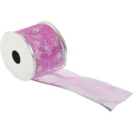 Wstążka dekoracyjna 6.5 cm na szpuli jasny róż