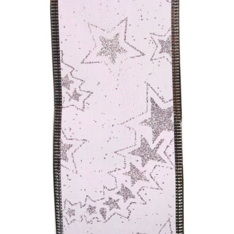 Wstążka dekoracyjna 6.5 cm na szpuli jasny róż