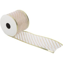 Wstążka dekoracyjna 6.5 cm na szpuli kremowa