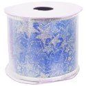 Wstążka dekoracyjna 6.5 cm na szpuli niebieska