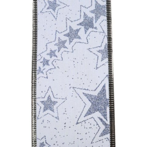 Wstążka dekoracyjna 6.5 cm na szpuli niebieska