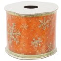 Wstążka dekoracyjna 6.5 cm na szpuli pomarańczowa