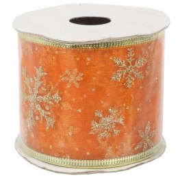 Wstążka dekoracyjna 6.5 cm na szpuli pomarańczowa