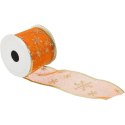 Wstążka dekoracyjna 6.5 cm na szpuli pomarańczowa