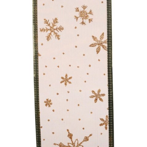 Wstążka dekoracyjna 6.5 cm na szpuli pomarańczowa