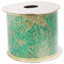Wstążka dekoracyjna 6.5 cm na szpuli zielona