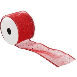 Wstążka dekoracyjna 7 cm na szpuli czerwona