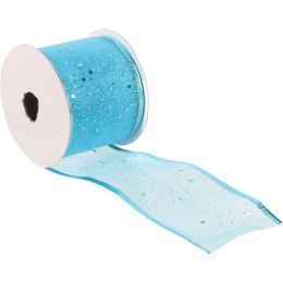 Wstążka dekoracyjna 7 cm na szpuli jasno niebieska