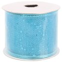Wstążka dekoracyjna 7 cm na szpuli jasno niebieska