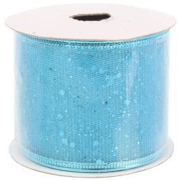 Wstążka dekoracyjna 7 cm na szpuli jasno niebieska