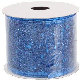 Wstążka dekoracyjna 7 cm na szpuli niebieska