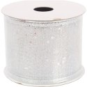Wstążka dekoracyjna 7 cm na szpuli srebrna