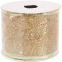 Wstążka dekoracyjna 7 cm na szpuli złota