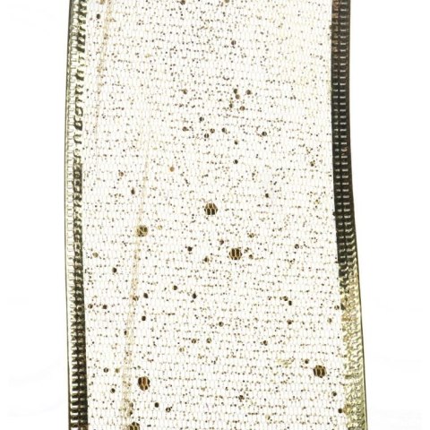 Wstążka dekoracyjna 7 cm na szpuli złota