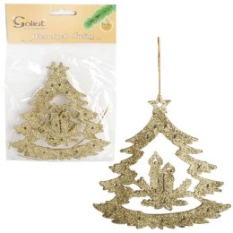 ZAWIESZKA DEKORACYJNA CHOINKA BROKATOWA 11 CM ZŁOTA