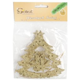 ZAWIESZKA DEKORACYJNA CHOINKA BROKATOWA 11 CM ZŁOTA