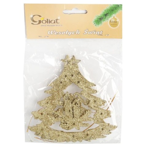 ZAWIESZKA DEKORACYJNA CHOINKA BROKATOWA 11 CM ZŁOTA