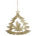 ZAWIESZKA DEKORACYJNA CHOINKA BROKATOWA 11 CM ZŁOTA