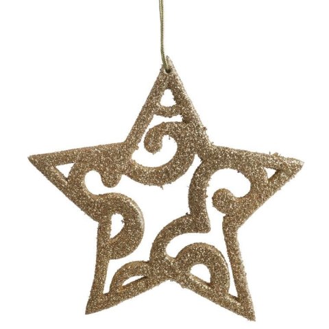ZAWIESZKA DEKORACYJNA GWIAZDA AŻUROWA BROKATOWA 11 CM