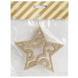 ZAWIESZKA DEKORACYJNA GWIAZDA AŻUROWA BROKATOWA 11 CM