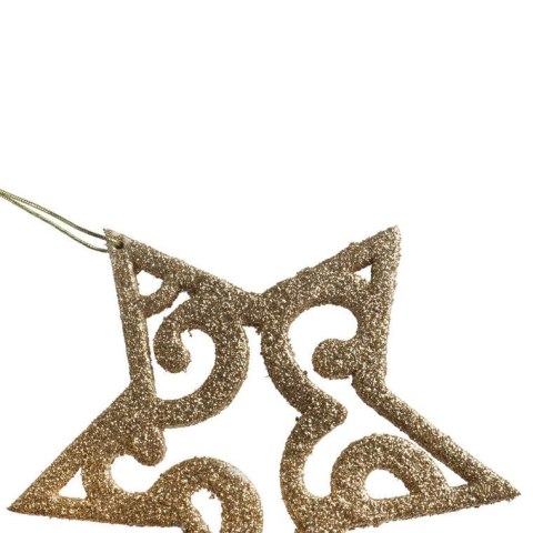 ZAWIESZKA DEKORACYJNA GWIAZDA AŻUROWA BROKATOWA 11 CM