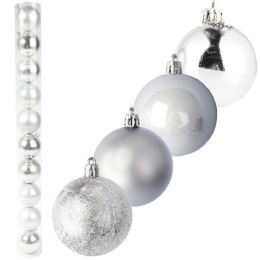 ZESTAW 10 BOMBEK PLASTIKOWYCH 6 CM SREBRNE