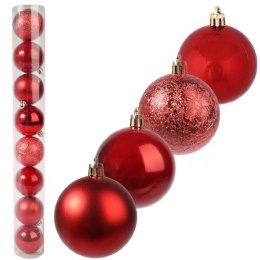 ZESTAW 8 BOMBEK PLASTIKOWYCH 6 CM CZERWONE