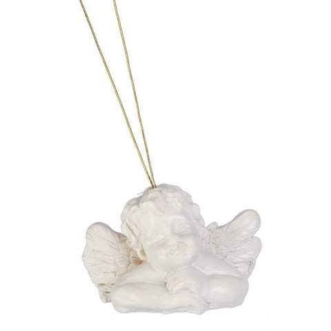 Zawieszki na choinkę Białe Aniołki - 8 sztuk, Polirezyna, 3.5x5 cm, Przeznaczone do Dekoracji Świątecznej