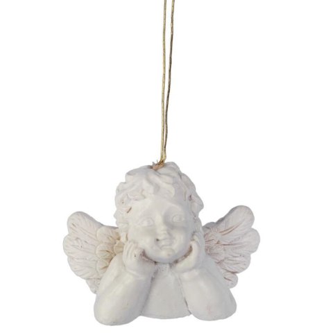 Zawieszki na choinkę Białe Aniołki - 8 sztuk, Polirezyna, 3.5x5 cm, Przeznaczone do Dekoracji Świątecznej