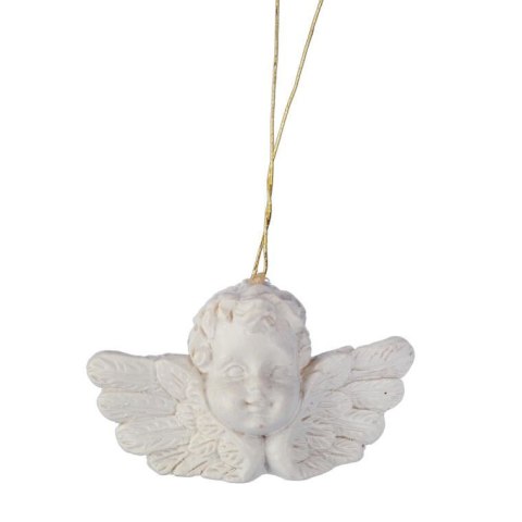 Zawieszki na choinkę Białe Aniołki - 8 sztuk, Polirezyna, 3.5x5 cm, Przeznaczone do Dekoracji Świątecznej