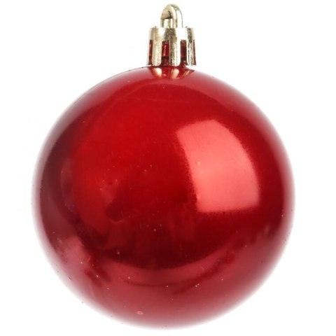 Zestaw 10 Czerwonych Plastikowych Bombek Świątecznych 6 cm w Tubie