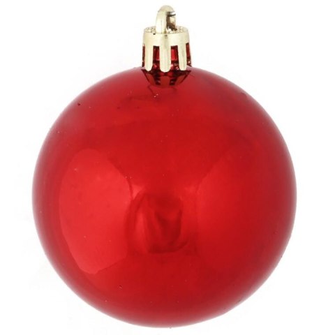 Zestaw 10 Czerwonych Plastikowych Bombek Świątecznych 6 cm w Tubie