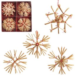 Zestaw 16 Ręcznie Wykonanych Słomianych Zawieszek Świątecznych 6 cm