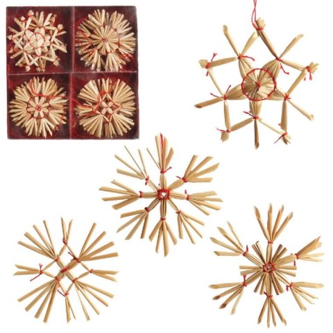 Zestaw 16 Ręcznie Wykonanych Słomianych Zawieszek Świątecznych 6 cm