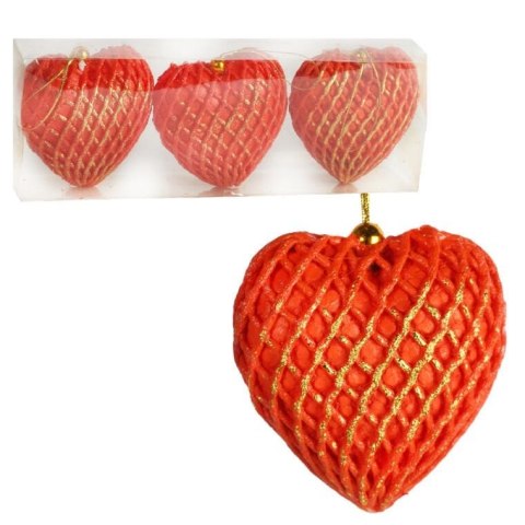 Zestaw 3 Pomarańczowych Zawieszek Świątecznych w Kształcie Serc