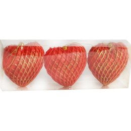 Zestaw 3 Pomarańczowych Zawieszek Świątecznych w Kształcie Serc