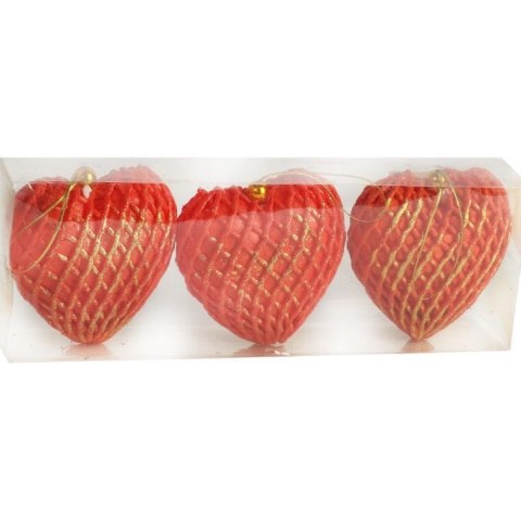 Zestaw 3 Pomarańczowych Zawieszek Świątecznych w Kształcie Serc