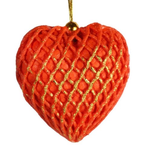 Zestaw 3 Pomarańczowych Zawieszek Świątecznych w Kształcie Serc