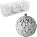 Zestaw 3 bombek plastikowych z dekorem 8 cm białe