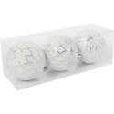 Zestaw 3 bombek plastikowych z dekorem 8 cm białe