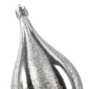 Zestaw 4 Srebrnych Bombek Bożonarodzeniowych z Brokatem, Plastikowych, 13 cm