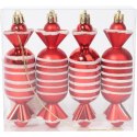 Zestaw 4 bombek plastikowych - cukierki czerwone 12.5 cm