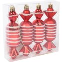 Zestaw 4 bombek plastikowych - cukierki czerwone 12.5 cm