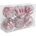 Zestaw 6 Eleganckich, Plastikowych Bombek Bożonarodzeniowych 6 cm - Kolor Różowy