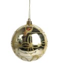 Zestaw 6 bombek plastikowych z dekorem 8 cm kolor złoty